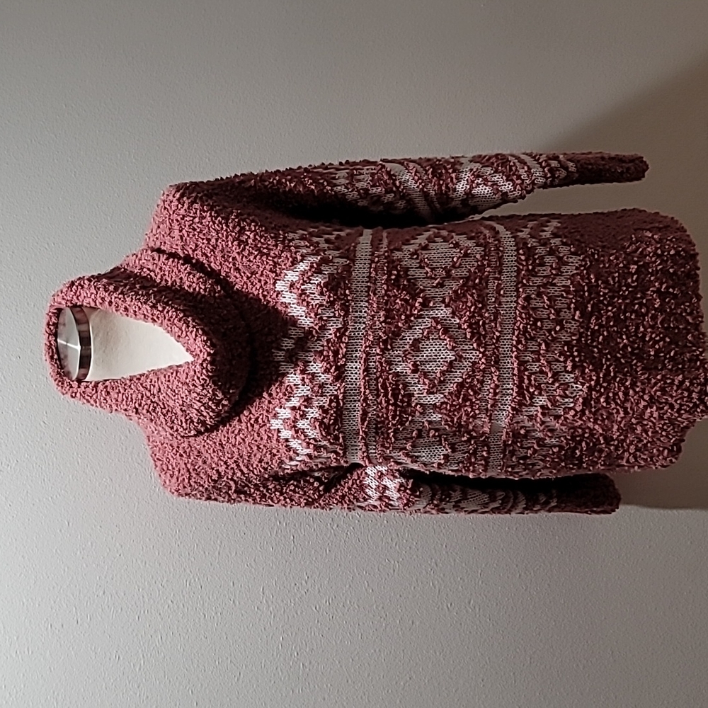 SONOMA XXL Mauve Cowlneck Long Sleeve Fair Isle Sherpa Comfy Cozy Sweater Top - Picture 13 of 13